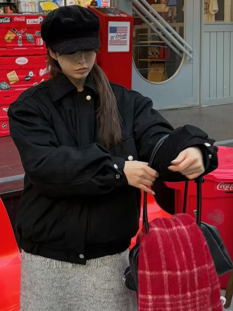 المرأة الجلد المدبوغ Jaet الخريف الشتاء الدفء Aosphere تحسس Fce اصطف دراجة نارية الشارع Sle فضفاضة تناسب الكورية Faion #2