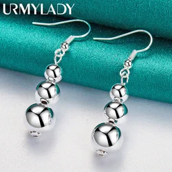 URMYLADY 925 Sterling Silver Three Ball Earrings For Women Wedding Party Fashion Jewelry