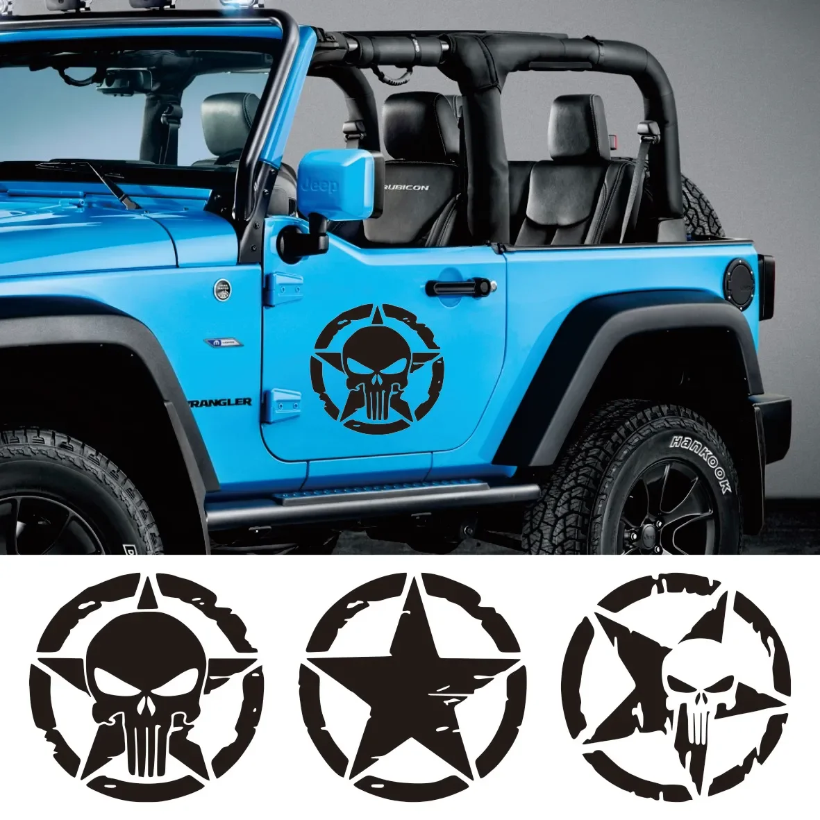 

Military Star Truck Decals - Waterproof Vinyl Stickers for Jeep Wrangler & 4x4 Vehicles, Removable Exterior Decor