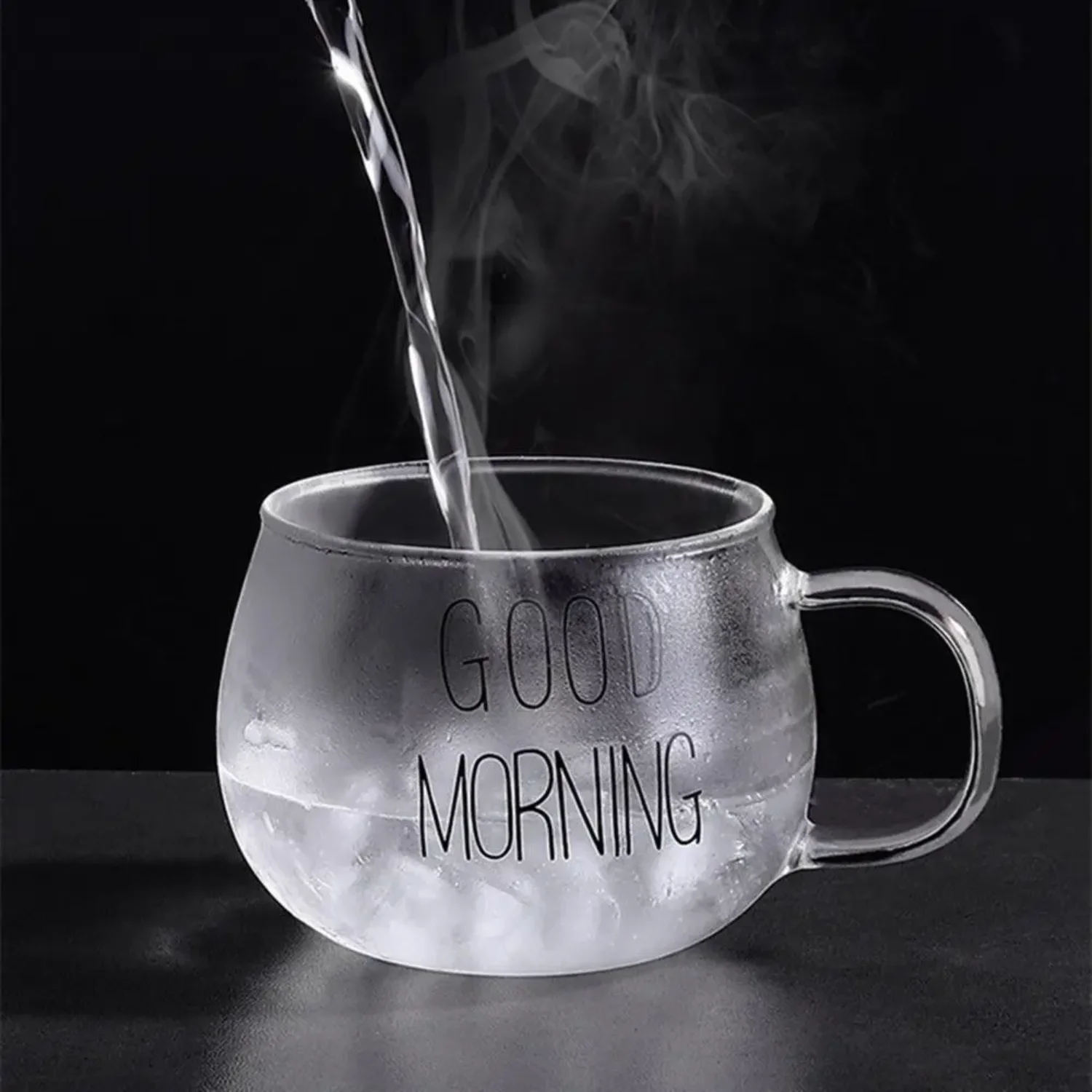 

2022 Letter Printed Transparent Creative Glass Coffee Tea Mug Drinks Dessert Breakfast Milk Cup Glass Mugs Handle Drinkware