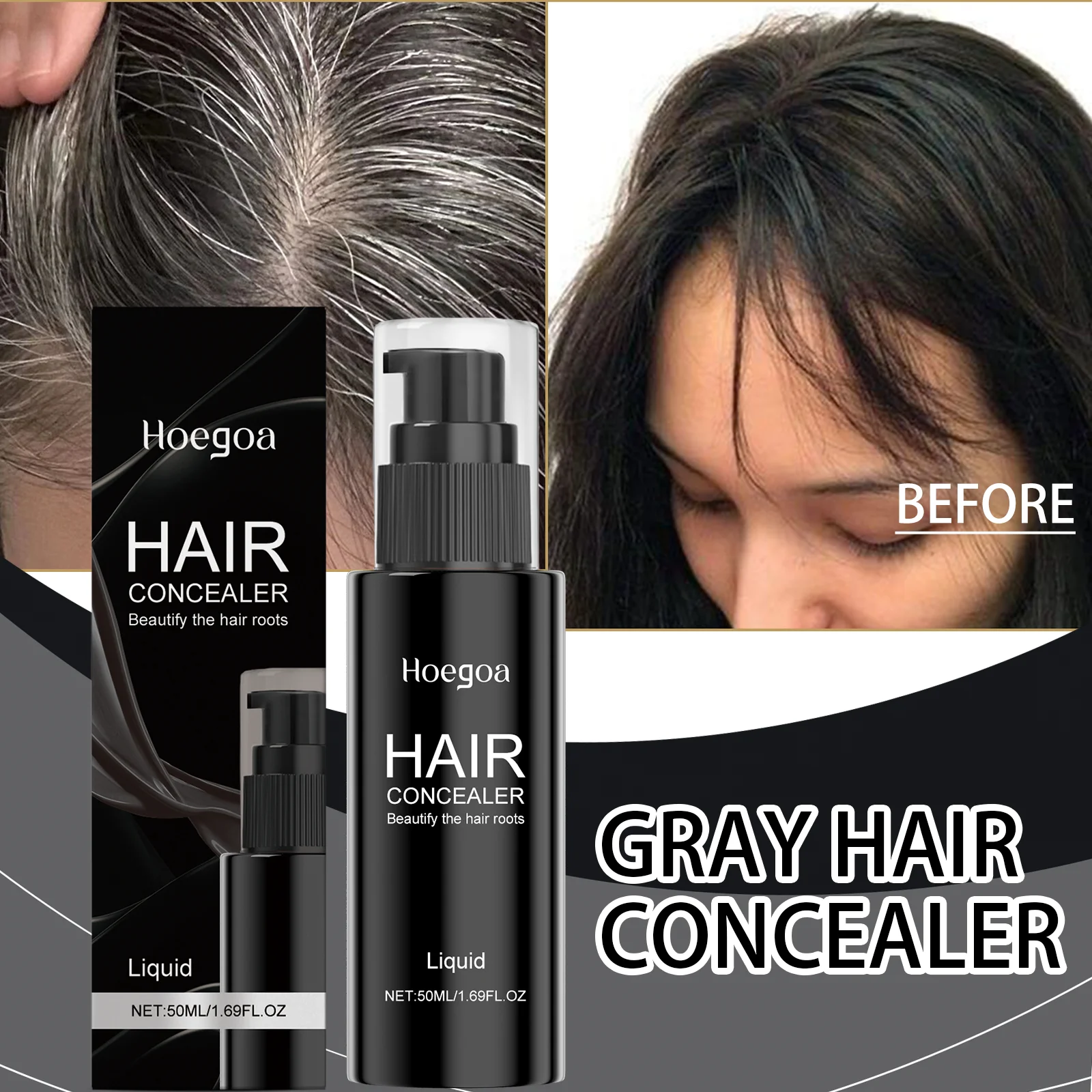 Haar-Concealer, sofortige Wurzelabdeckung, braunes graues Haar, Ausbesserungs-Haaransatz-Füller für dünner werdendes Haar, langlebig, wasserdicht