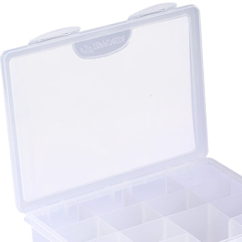 TOPFORZA Plastic Storage Box Abjustable Grids Small Component Jewelry Spareparts Button Storage CaseMini Parts Container