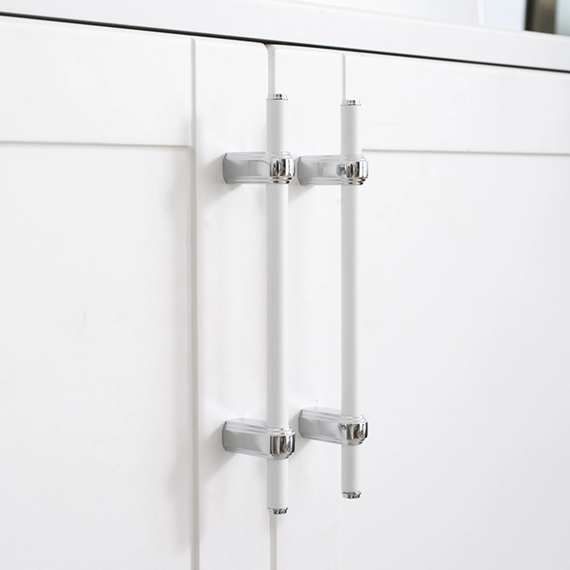 Modern Pure Copper Furniture Handles and Knobs Bright Chrome Kitchen Cabinet Handle Light Luxury White Wardrobe Pulls Door Knobs