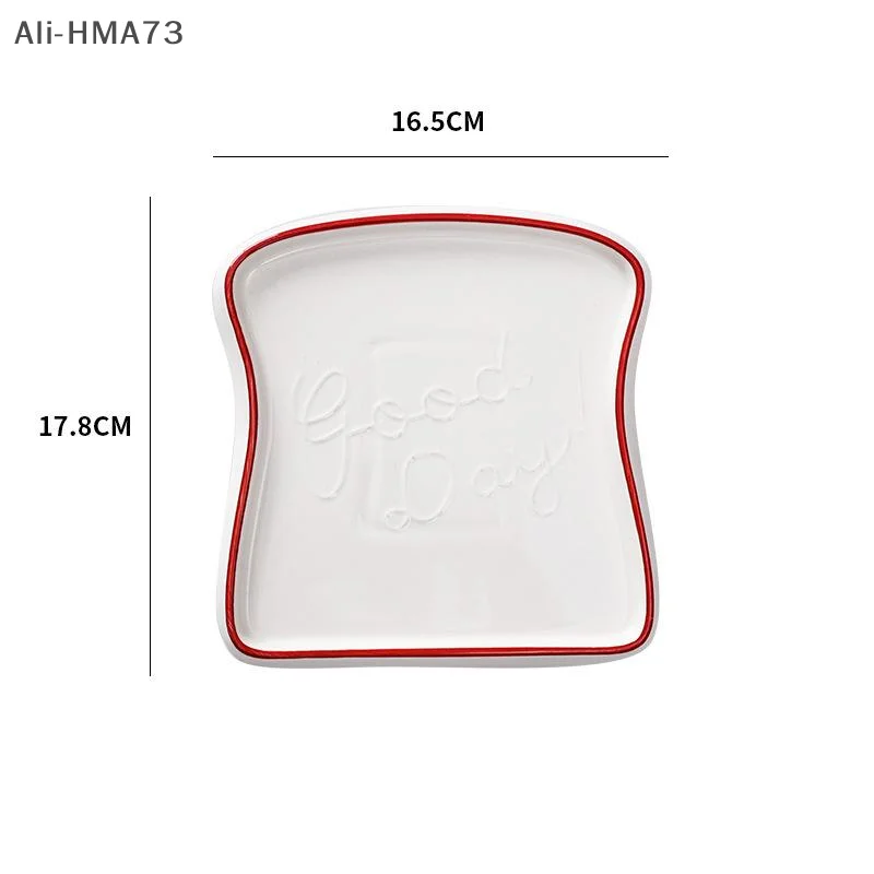 

2025 1Pc Ceramic Toast Shaped Dinner Plate Dish Tableware Breakfast Plate Salad Fruit Snack Tray for Home Restaurant