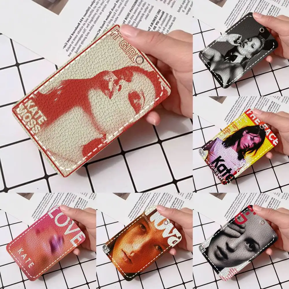 

Model K-Kate M-Moss Card Holde Applicable To Credit Cards Bus Card Soft Leather Rectangular Keychain Protective Cover