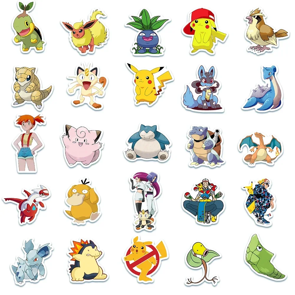 Kawaii Pokemon Anime Stickers Pikachu Stickers Waterproof Laptop Suitcase Skateboard Guitar Cartoon Stickers Kid Gift Toys