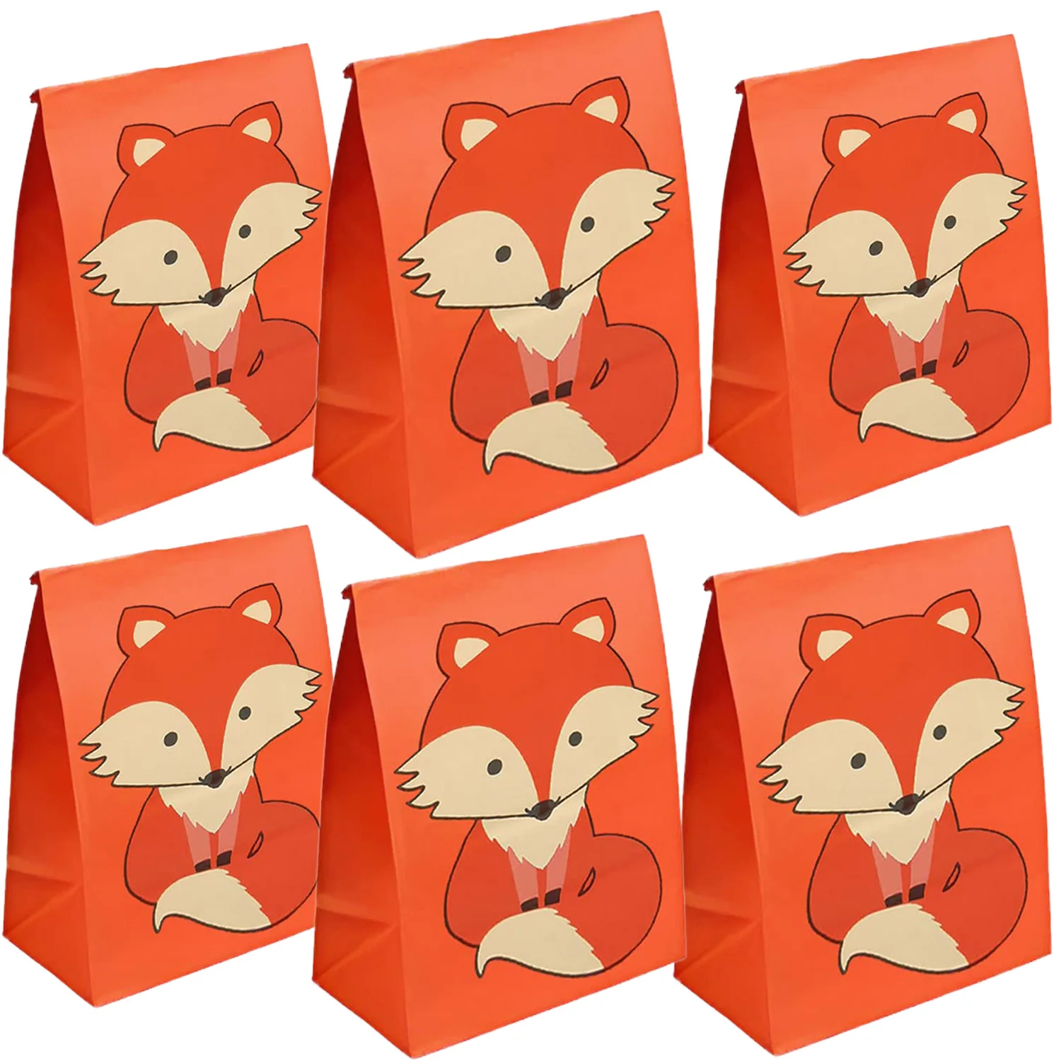 8Pcs Fox Favor Bags Woodland Animal Goodie Gift Bags Candy Treat Bags  Birthday Party Baby Shower Decoration Supplies