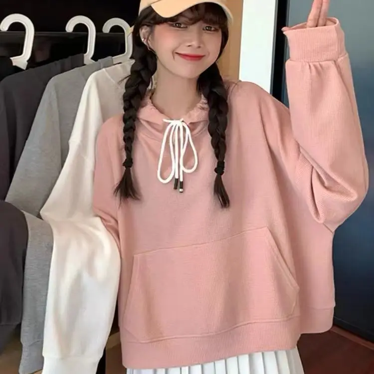 

Женские толстовки с капюшоном Y2K, одежда с жаккардовой рваной подкладкой, домашняя одежда в стиле гранж, пот, Bf, тройная нашивка для подростков