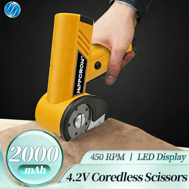 

Электрический беспроводной ножницы-резак для ткани Hippcron 450 об/мин, 4,2 В, с регулировкой скорости (четыре режима), USB-зарядка, портативный инструмент