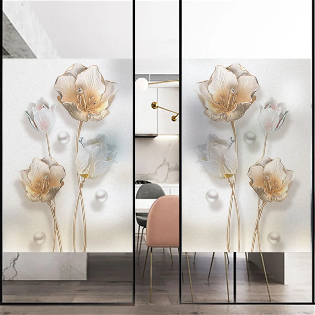 Privacy Window Film Church Static Clings Decorative Non-Adhesive Anti-UV Protection Heat Control Glass Stickers for Home