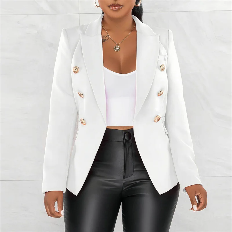 Oversize Blazers Women Long Sleeve Black Suit Streetwear Korean Chic Loose Jacket Spring Autumn Coat Double-breasted Tweed New