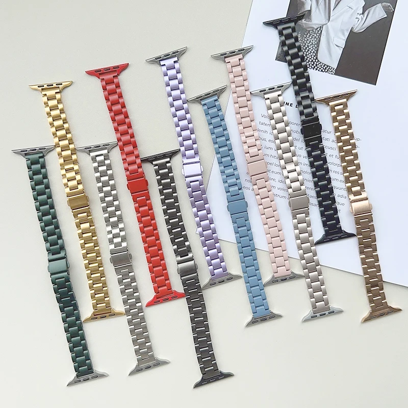 حزام لساعة أبل 11 10 46 مللي متر 42 مللي متر الترا 3-2 49 مللي متر 40 44-41 مللي متر معدن الفولاذ المقاوم للصدأ سوار iWatch سلسلة 8 9 7 5 se 6 4