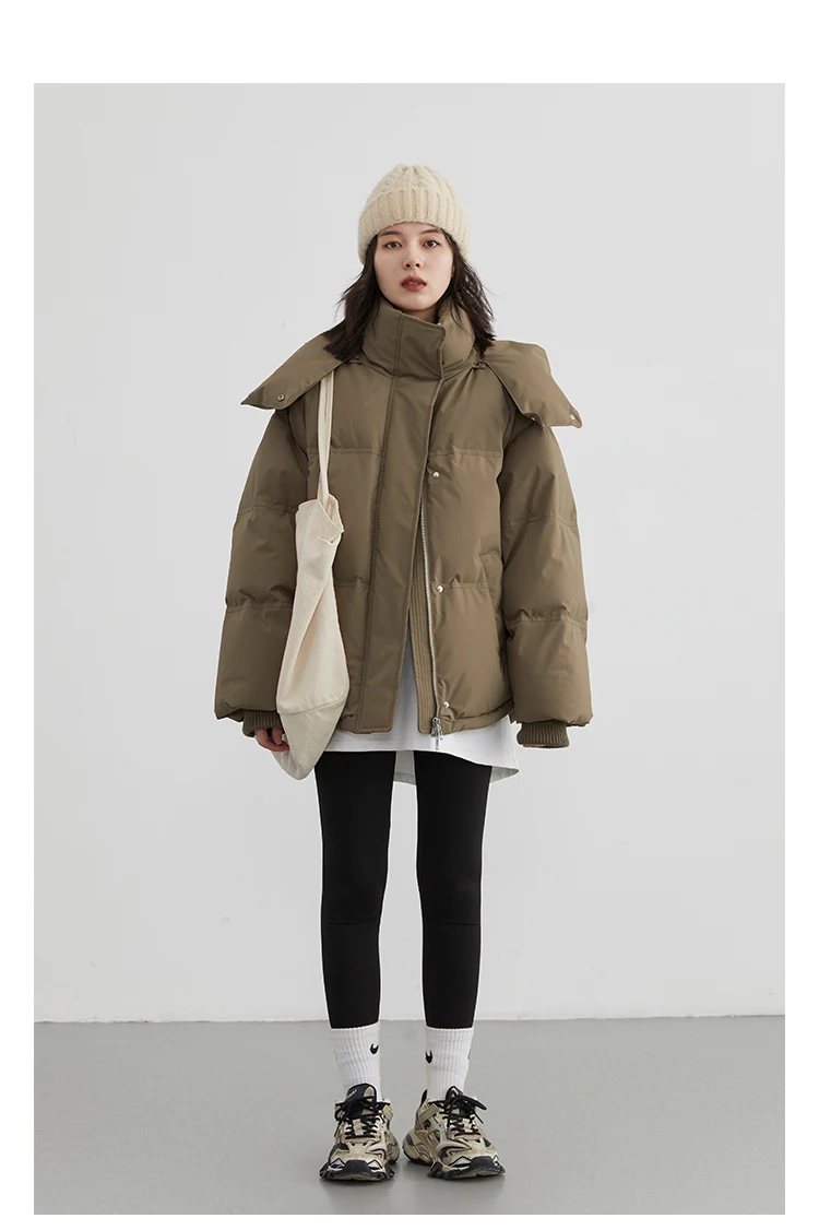 CHIC VEN Women Down Coat Solid Warm Down Jacket New 90 White Duck Down Windproof Hooded Female Overcoat Winter 2023