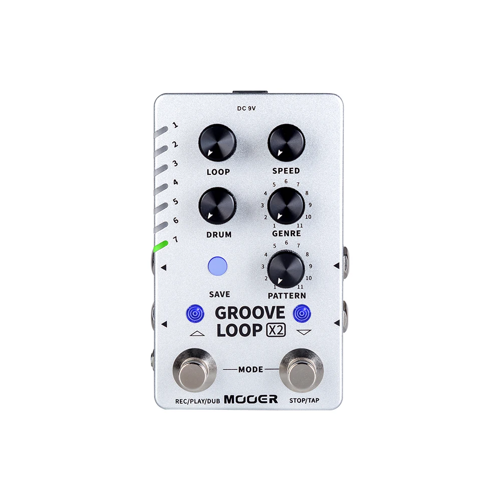 MOOER Groove Loop X2 Stereo Looper Pedal With 14 Save Slots Drum Machine Pedal 121 Different Drum 10-minute Capacity Per Track