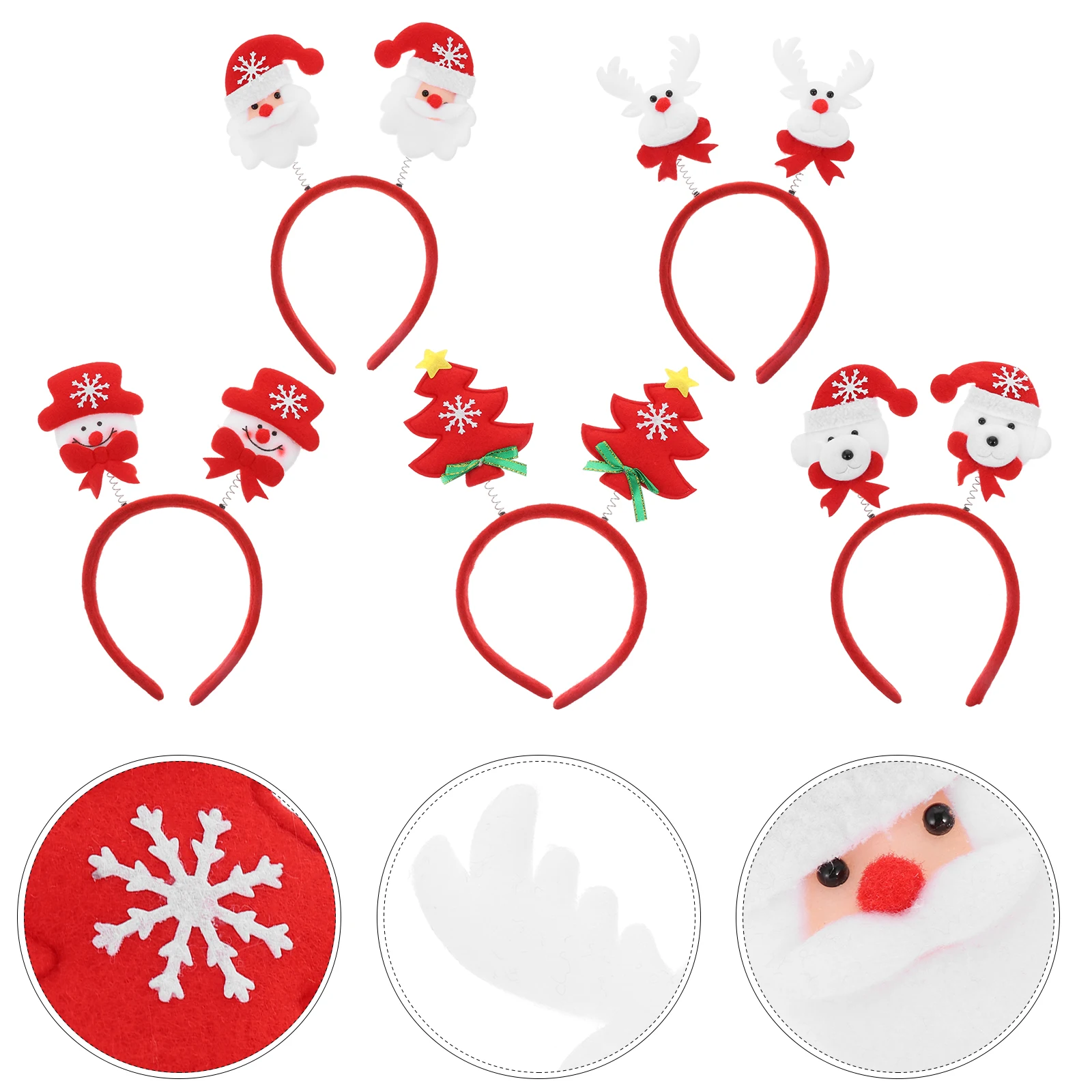 

5pcs Christmas Hair Hoop Non Fading One Size Women Kids Party Headband Holiday Gifts Costume Accessories Hair Tools