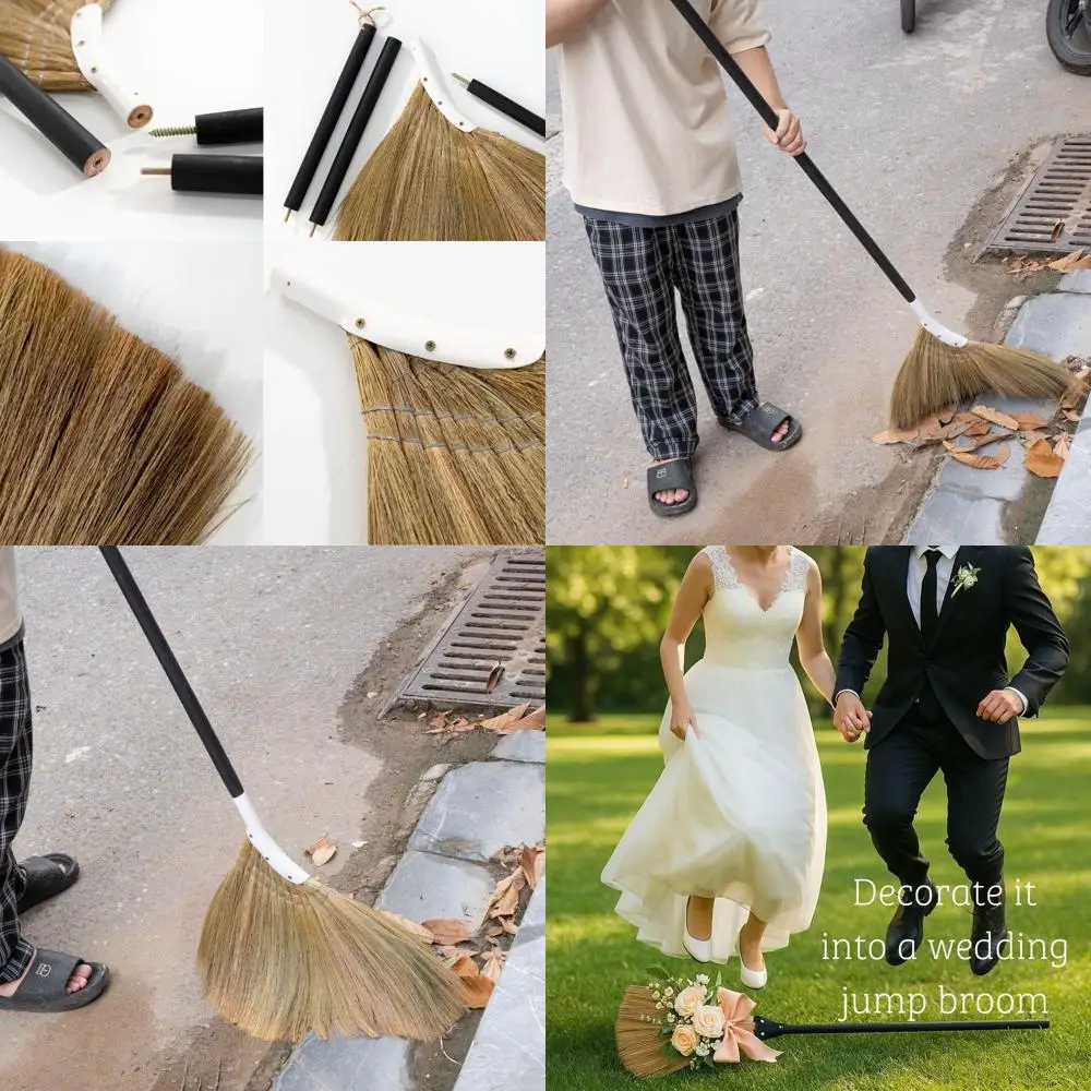 

Крытая метла для травы с длинной черной ручкой для подметания — идеально подходит для дома, гаража, офиса, вестибюля и кухни