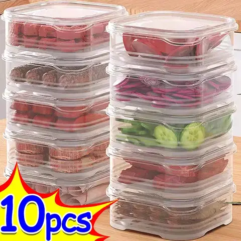 1/10PC 작은 식품 보존 상자 냉장고 냉동 고기 야채 신선 유지 상자 투명 주방 봉인 된 보관 상자