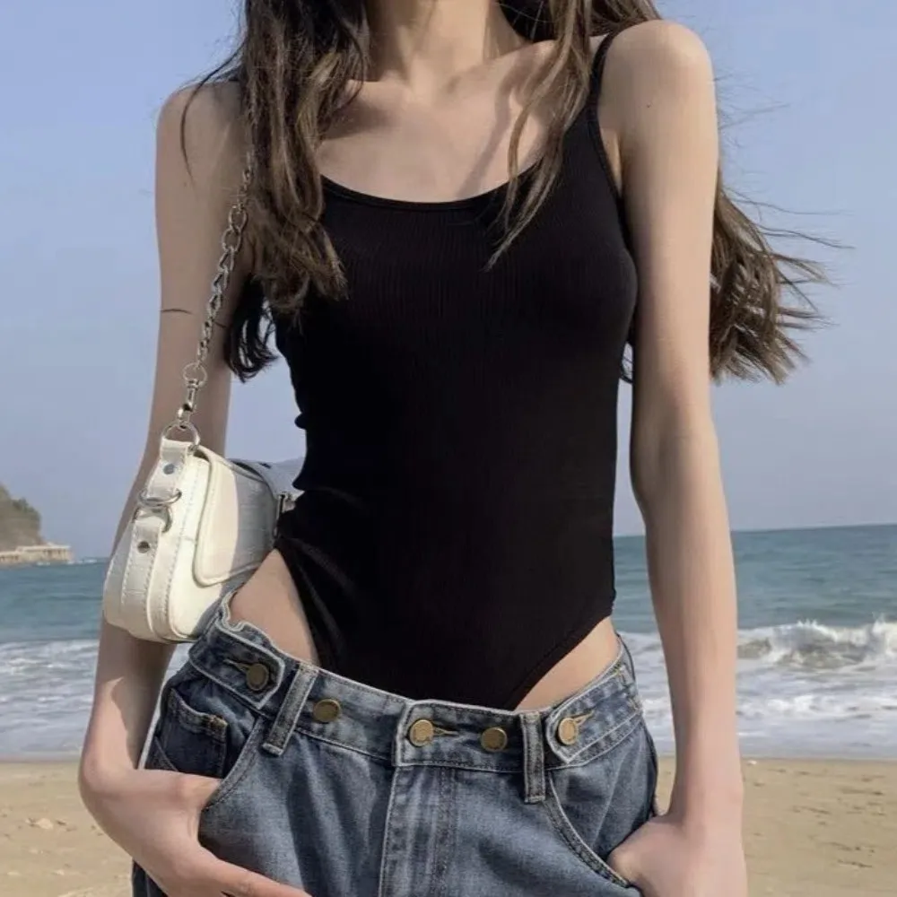 

Sexy Spicy Girl Sexy Bodysuit Lingerie Slim Fit Women Crop Tops Tanks Sleeveless Y2K Camisole Travel
