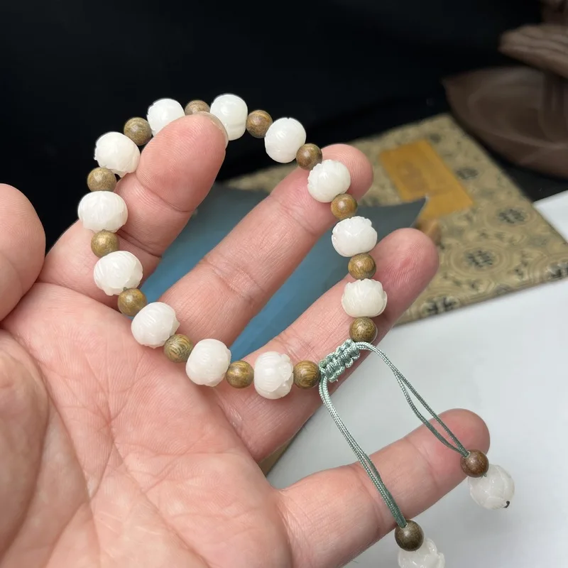 Bracelet White Pumpkin Lotus Bodhi Seed Hand Spinner Ornament Handheld Buddhist Beads Couple Gift