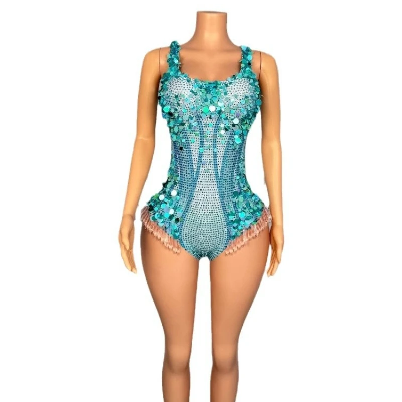 나이트 클럽 바 다이아몬드 슬링 프린지 Onesie 퍼플 블루 여성 가수 댄스 팀 여성 그룹 Vestidos Para Mujer Fiesta Elegante