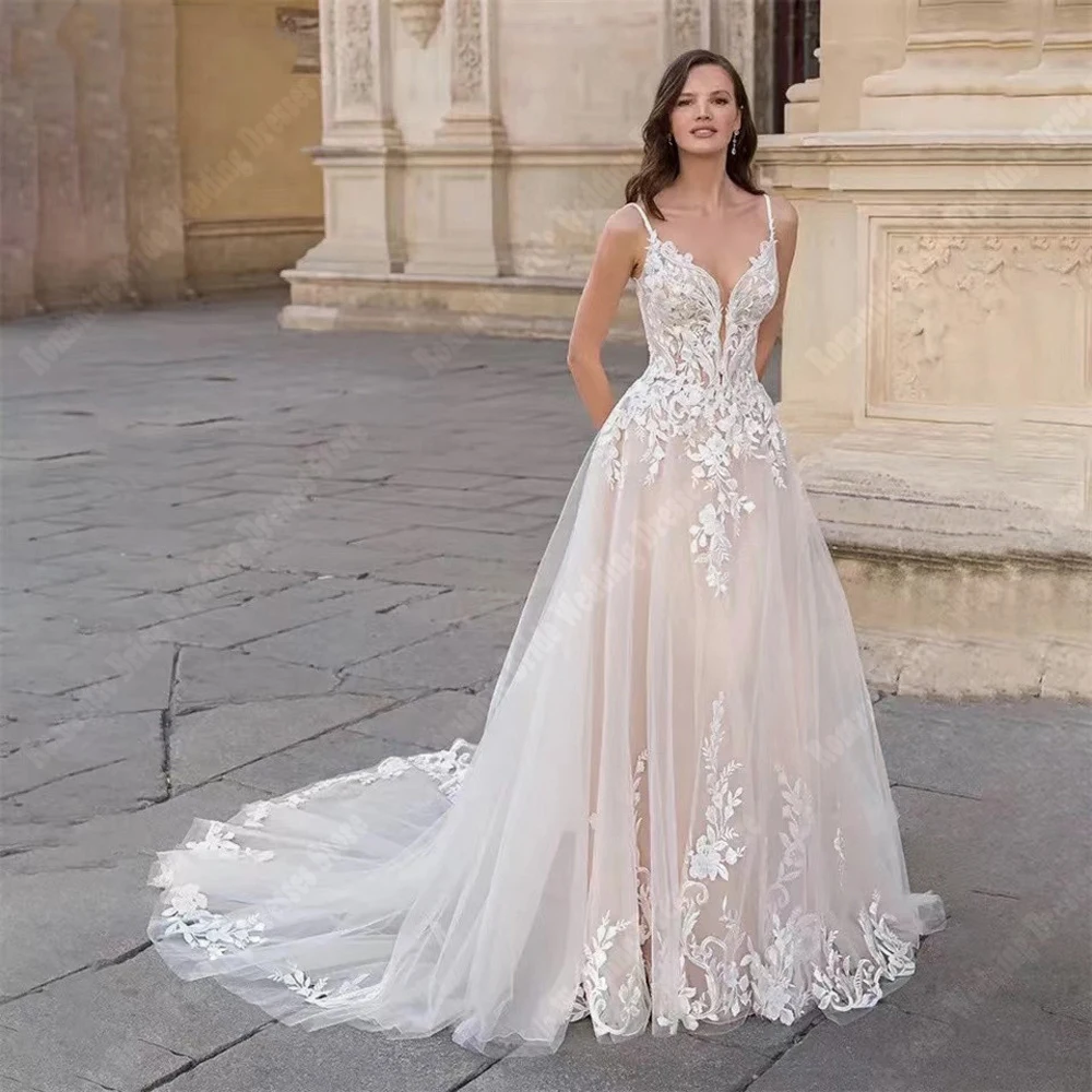 Elegante dünne Schulter gurt Frauen Brautkleider sexy wunderschöne Prinzessin Brautkleider formale Promi-Party Vestidos de Novia