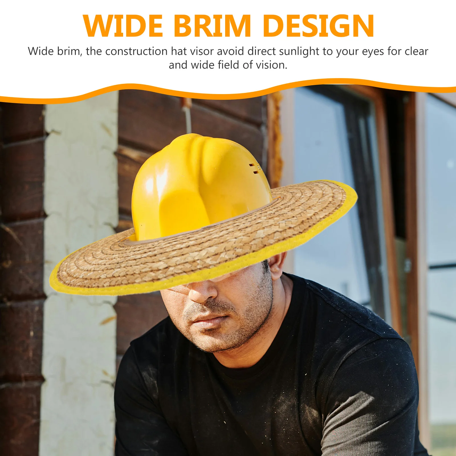 

Full Brim Hard Hat Sunshade Visor Straw Construction Helmet Accessories Sun Protection For Gardening And Sanitation Workers
