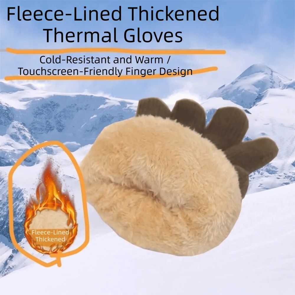 Double Layer Knitted Touchscreen Gloves Thickened Soft Winter Driving Gloves Windproof Cold Proof Unisex Warm Mittens Cycling