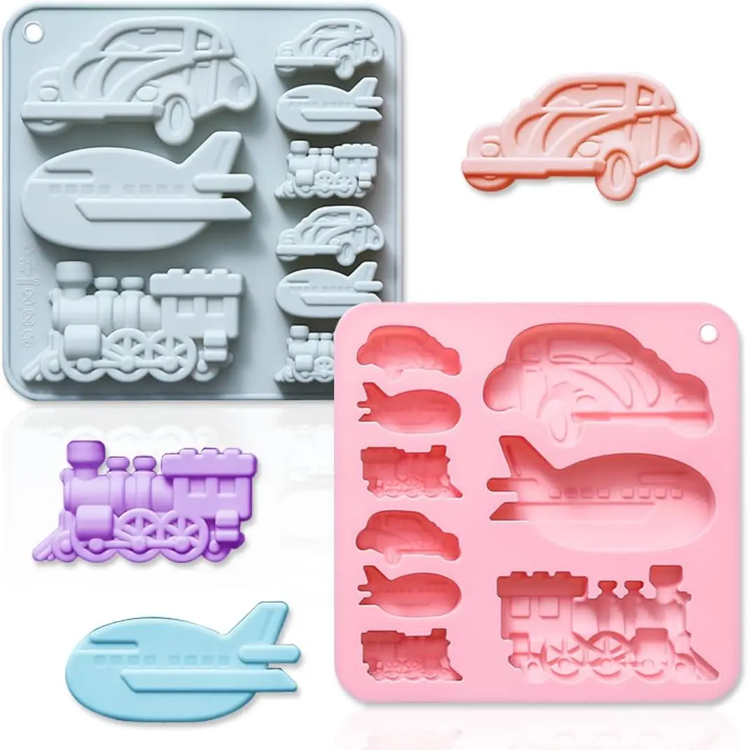 

Mirosie Silicone Molds 3D Vintage Car Train Airplane DIY Fondant Cake Chocolate Mould Tray Baking Tools for Candy Mousse