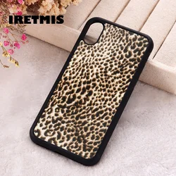 Iretmis Phone Cover Case For iPhone X XS Max XR 11 12 13 PRO MINI 14 15 16 Plus Rubber Silicone Cheetah Fur Pattern