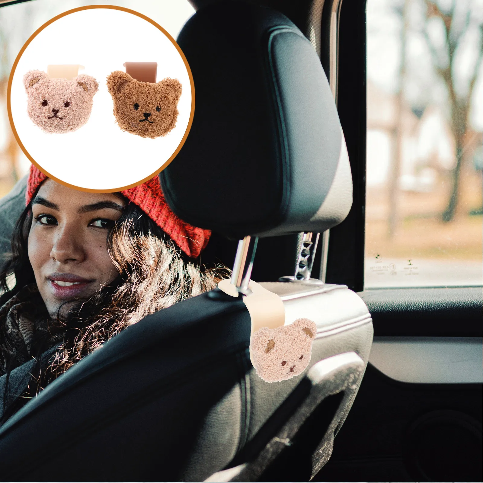 

2Pcs Car Seat Back Hook Set Cute Cartoon Design Strong PP Material Back Seat Storage Organizer for Keys Handbags Coats Car