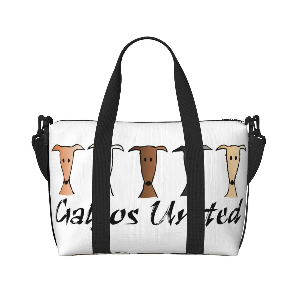 Custom Galgos United Greyhound Tote Bag Women Big Capacity Sighthound Whippet Dog Gym Beach Travel Bags