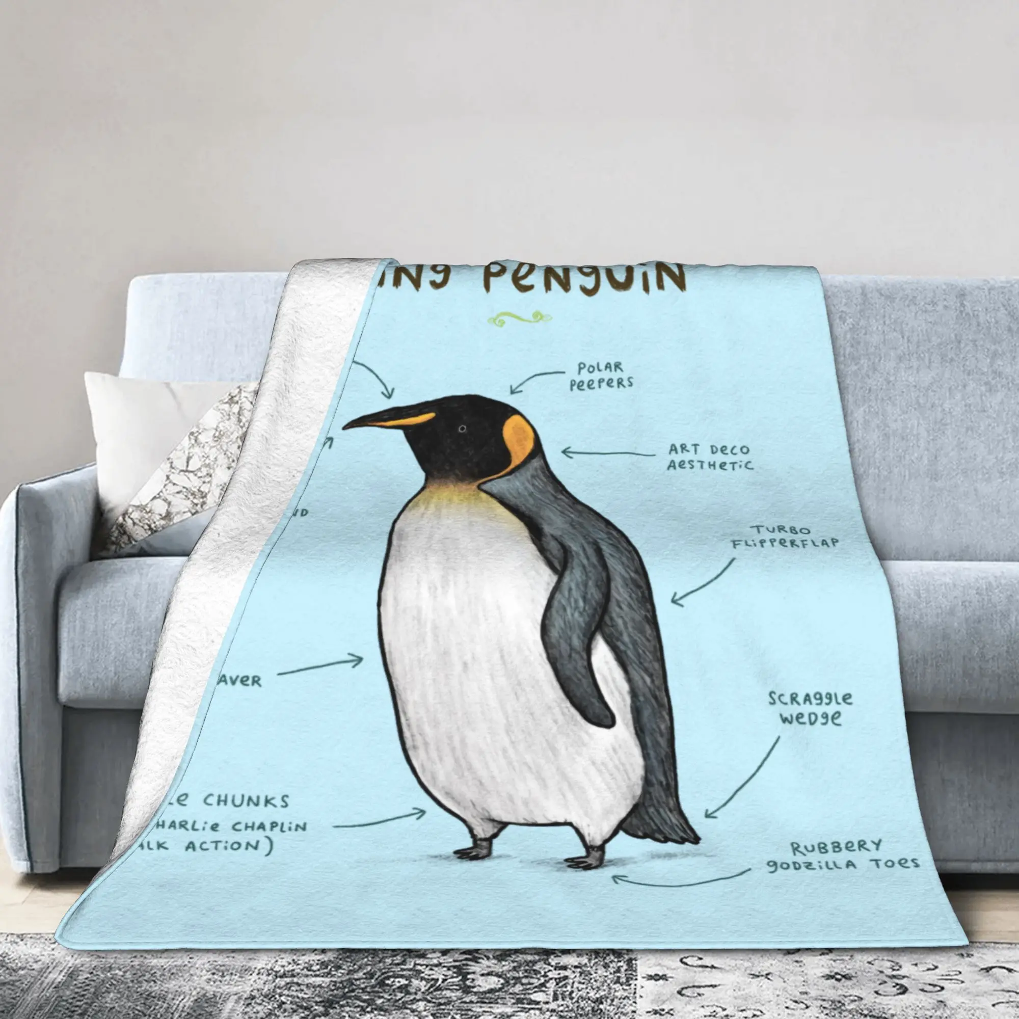 Custom Anatomy Of a King Penguin Blanket 3D Printed Soft Flannel Fleece Warm  Throw Blankets for Office Bedding Couch Quilt