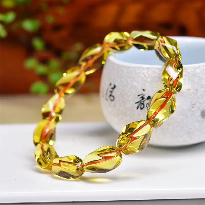Natural Citrine Freeform Bead Bracelet For Women Men Love Gift Crystal Bead Strands Jewelry Gift 1PCS 11x15MM