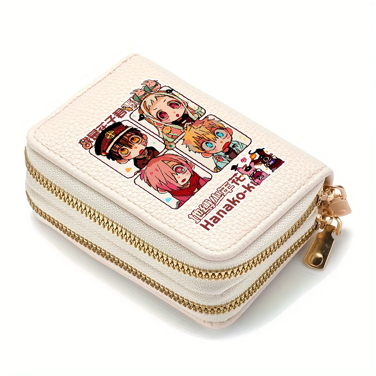 Anime toilette lié hanako-kun femmes Double fermeture éclair portefeuille porte-carte d'identité dessin animé argent pochettes en cuir PU petit porte-monnaie