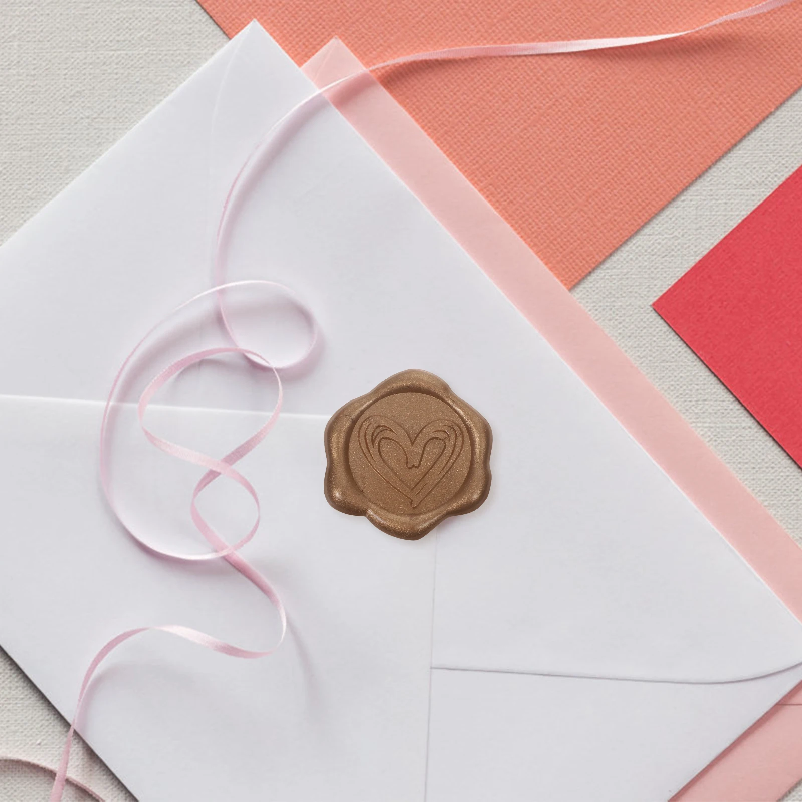 

50pcs Heart Wax Waterproof Self-Adhesive Envelope Sealing Labels Package Sealer Stickers Wedding Invitations Valentines Day