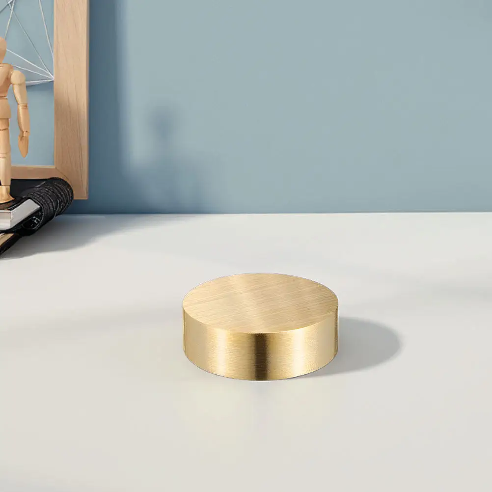 2Pcs Solid Round Brass Paperweight Heavy Metal Calligraphy Block for Desk Office Study Holding Paper Flat Decorative Paper