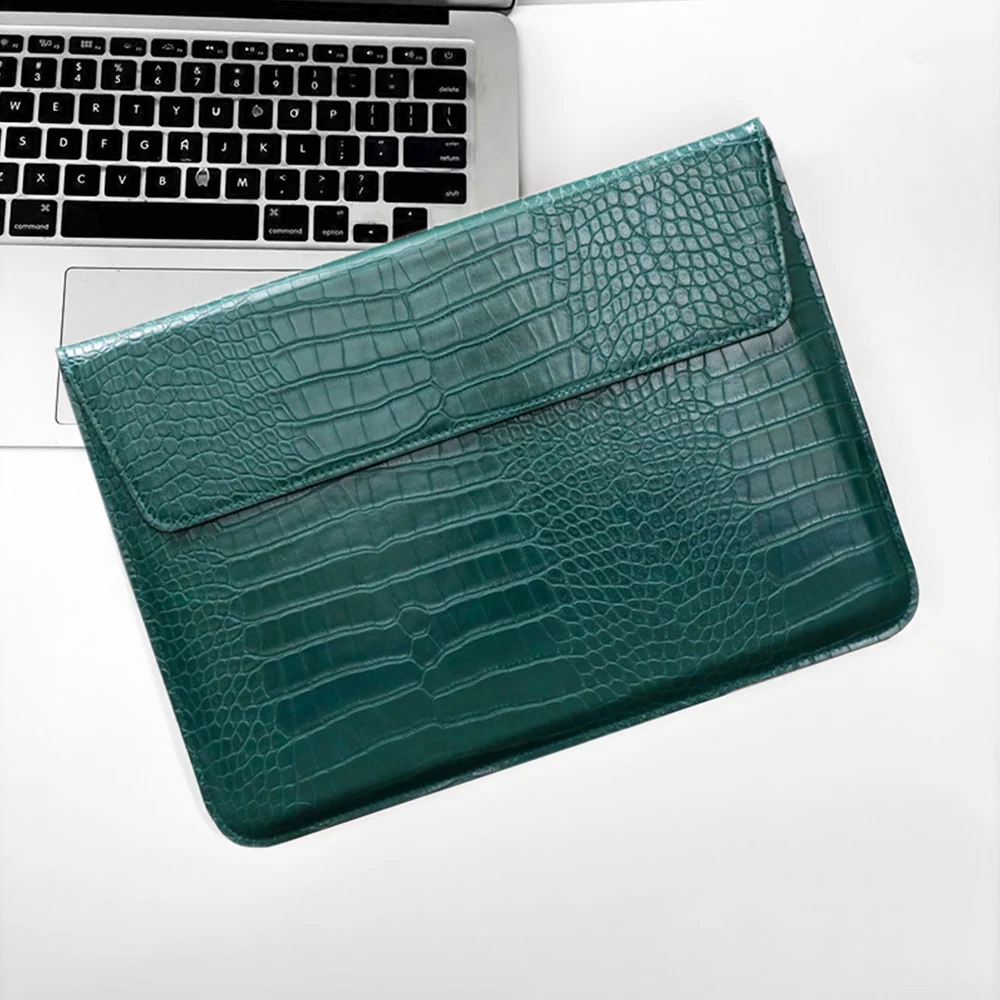 Op maat gemaakte krokodillenprint PU lederen laptoptas voor heren, 13.3/15.4 Pro laptopstandaard hoes, unisex
