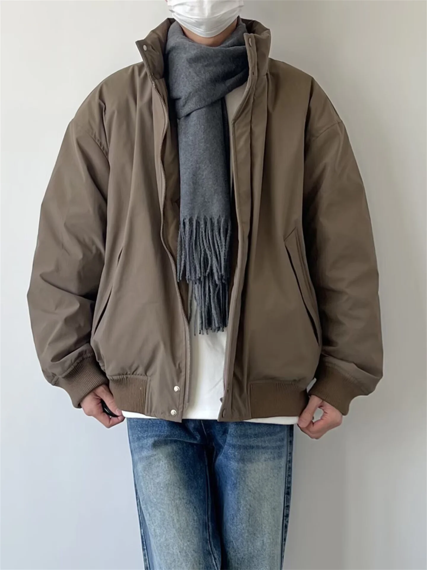 

Waterproof Thiened Stand Collar Cotton Jaet for Men Winter New Sle Retro Japanese Cleanfit Warmth Outerwear Coat