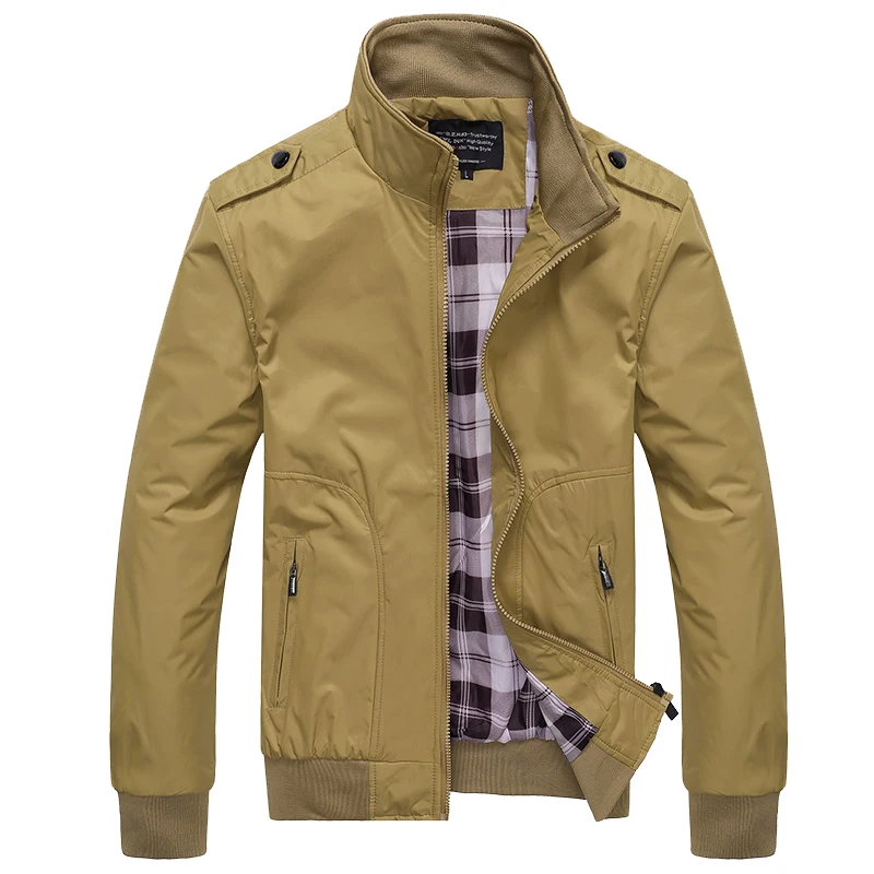 

Spring/Autumn Men's Lightweight Blazer with Standing Collar and Flight Style