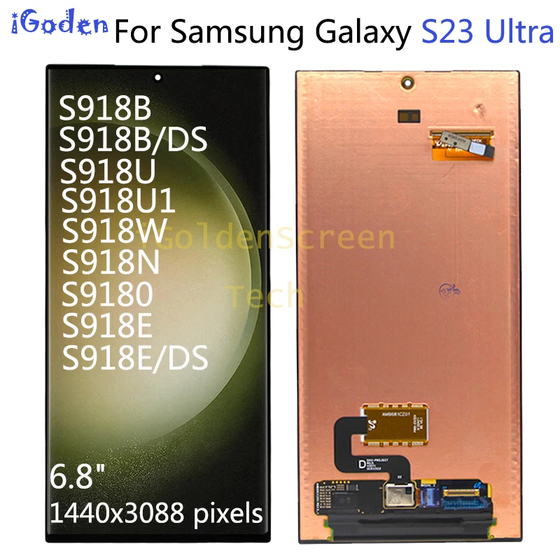 AMOLED 6.8'' For Samsung Galaxy S23 Ultra LCD S918B, S918U Display Screen Touch Panel Digitizer For Samsung S23 Ultra display