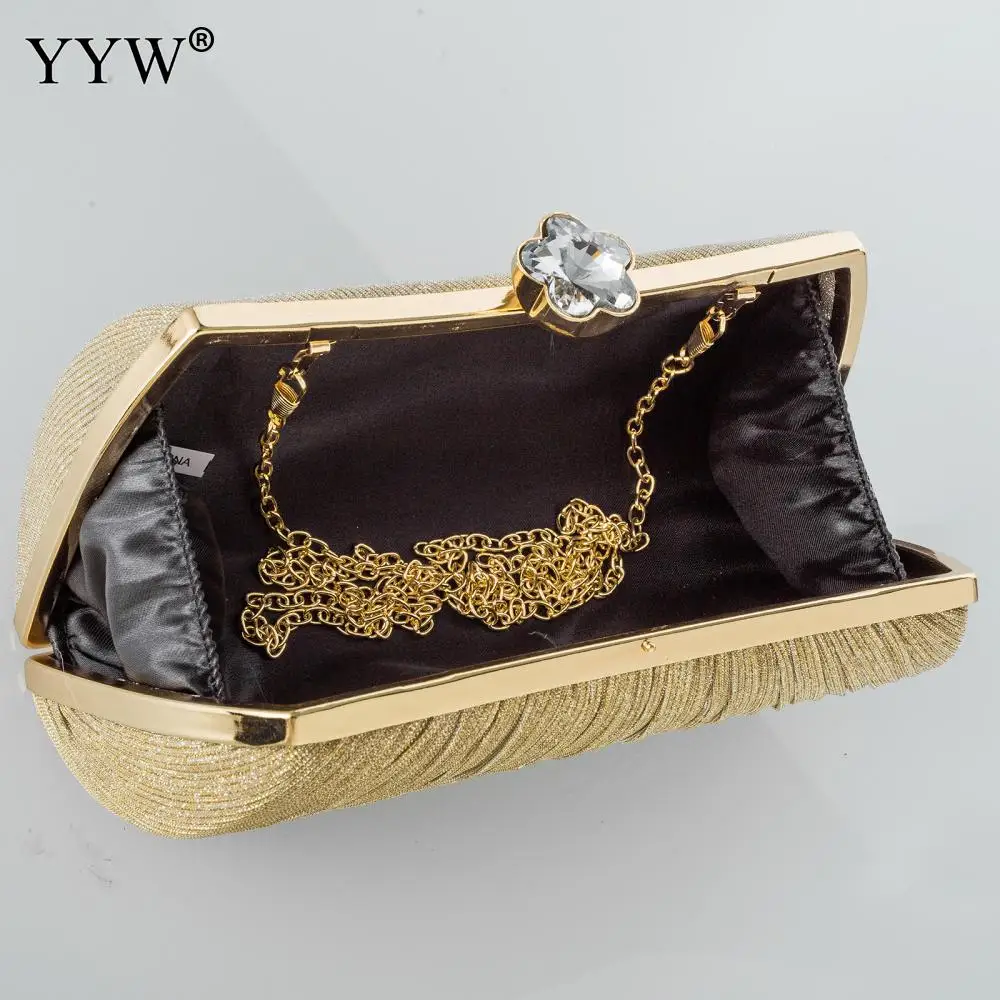 Crystal Diamond Clutch Bags Women Sequins Pleated Evening Handbags Gold Silver Black Lady Prom Bag Shoulder Purses for Banquet