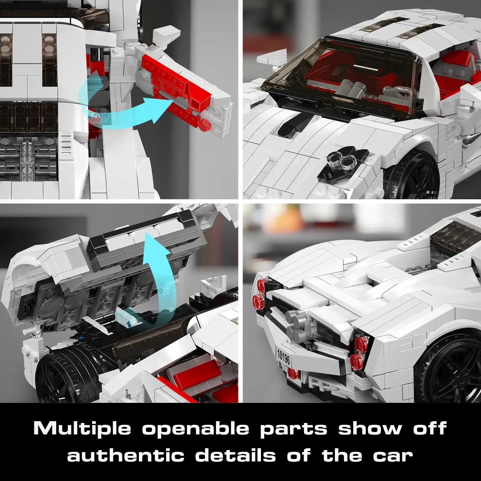 Mould King 10196 Kit de blocs de construction de voiture de sport classique (1423 pièces) - Modèle à l'échelle exotique STEM Cadeau pour constructeurs et collectionneurs adultes