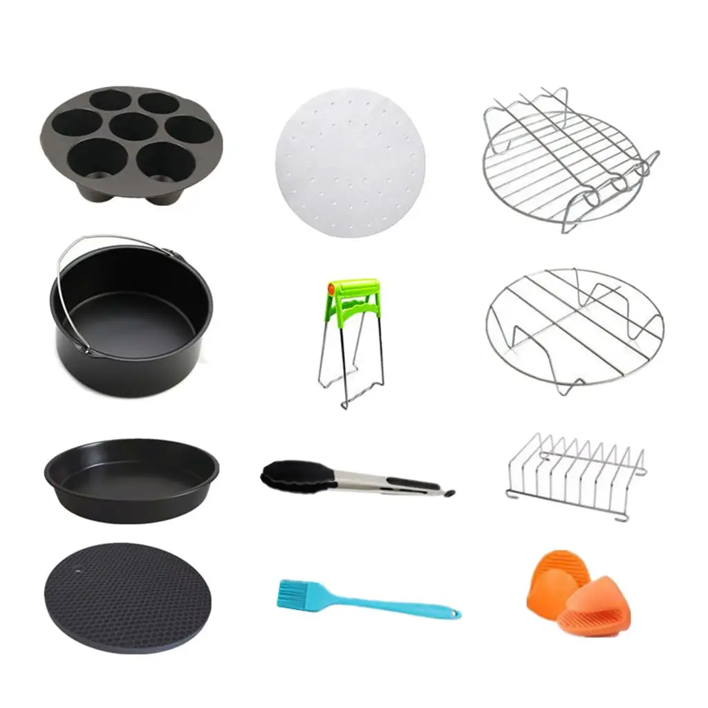 Fryer Accessories 7 inch Pan Metal Holder Silicone Mat Silicone Oil Brush