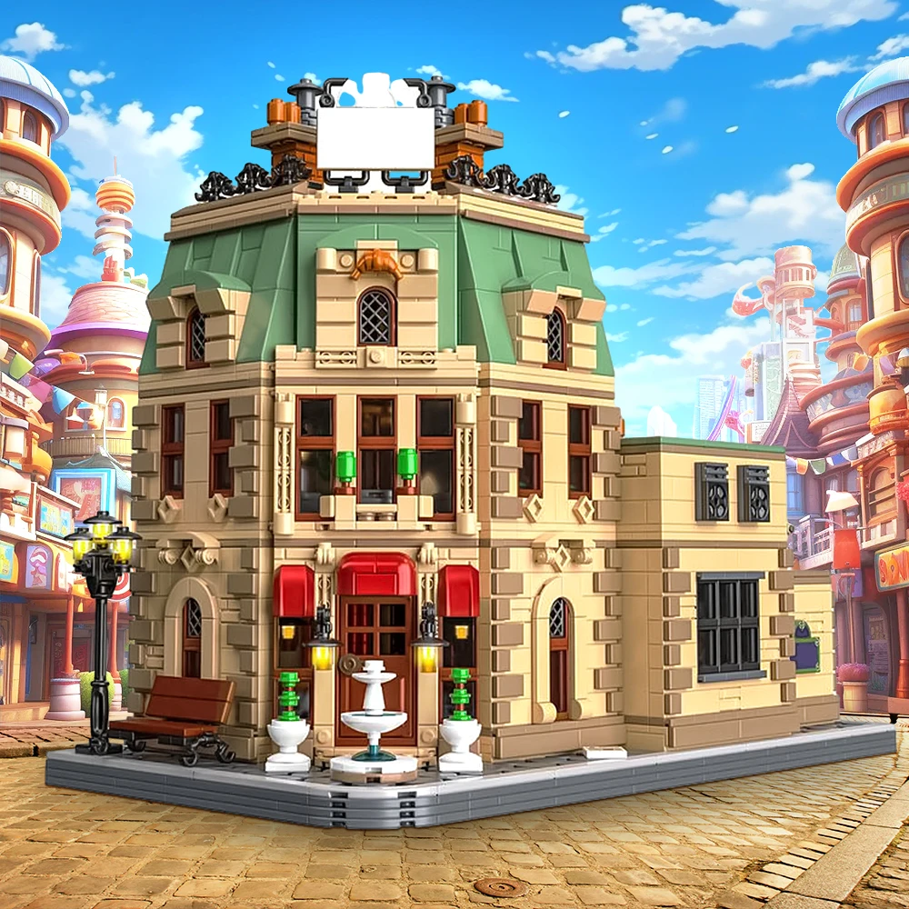 Gobricks MOC Ratatouilles Gusteaus Restaurant Model Building Blocks Architectural Street View Modern Commercial Street BricksToy