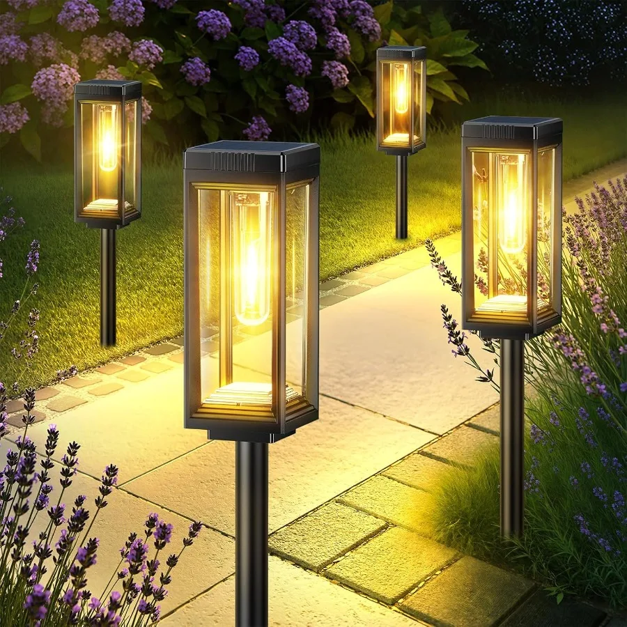 

Bright Solar Pathway Lights Outdoor 8 Pack Solar Powered Garden Lights Waterproof Auto On Off Dusk to Dawn Up to 15 Hrs Outdoor