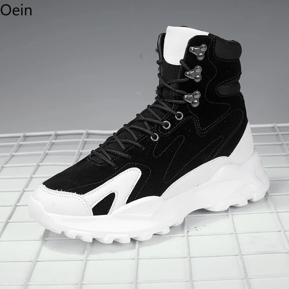 

Mens Ankle Boots Lace Up High Top Sneakers Warm Winter Thick Snow Casual Match Colors Shoes New 2023