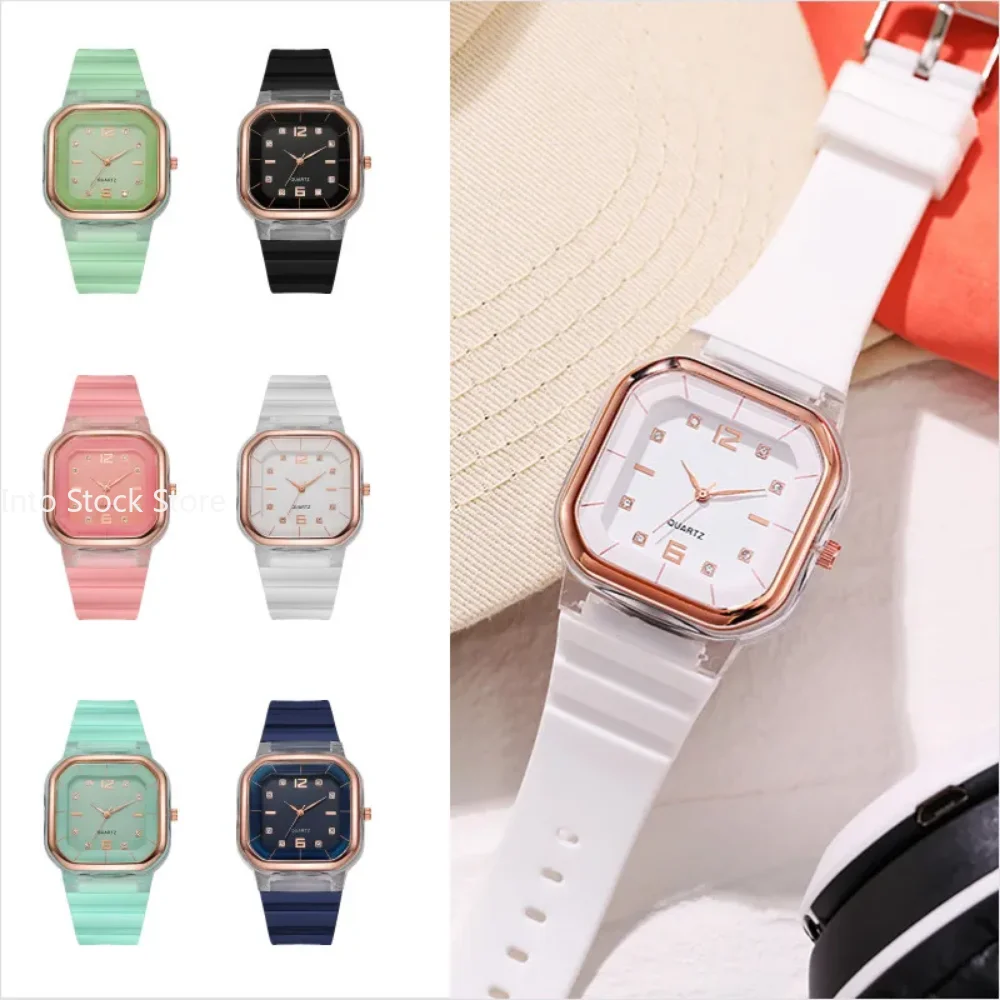 

New Watches Creative Square Dial Silicone Strap Women Wrist Accessories Fashion & Casual Buckle Luxury Women Buckle