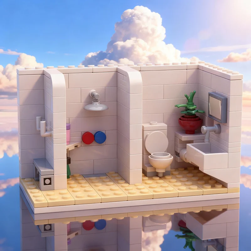 

181pcs MOC Bathroom And Modular Streetscape Model Building Blocks Creative Gift DIY Display Decor Adult Premium Kids Desk Home