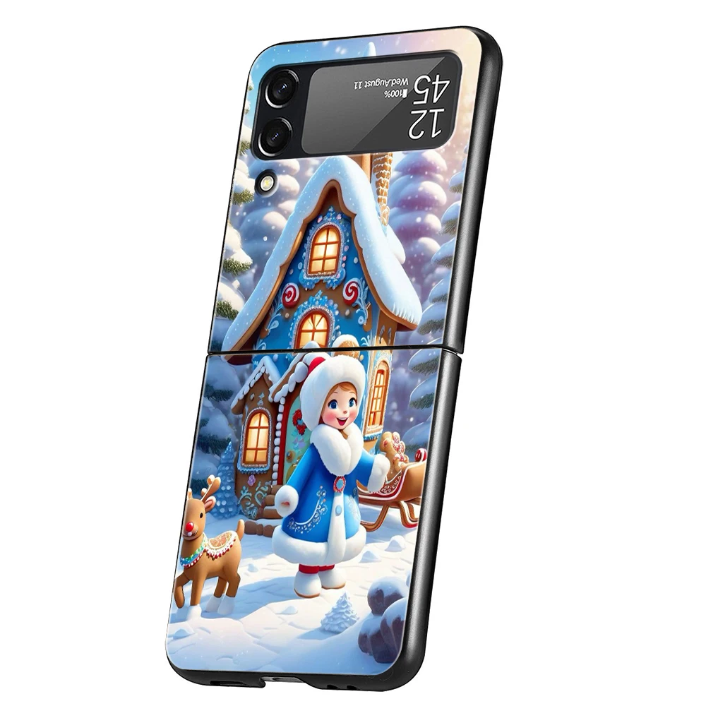 New Year Christmas Hard PC Phone Case For Samsung Galaxy Z Flip 6 5 4 Black Cover For Galaxy Z Flip 3 Foldable Shockproof Capas – Detail 5