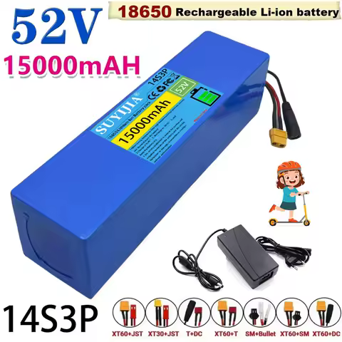 Electric Scooter Lithium Battery 14S3P 52V 15Ah 18650 Battery Built-in BMS for 0-1000W Electric Motorcycle Scooter Battery